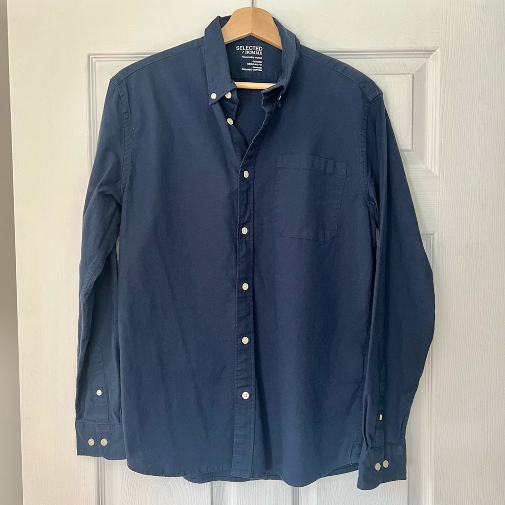 SELECTED Navy Men's Shirt in organic cotton
